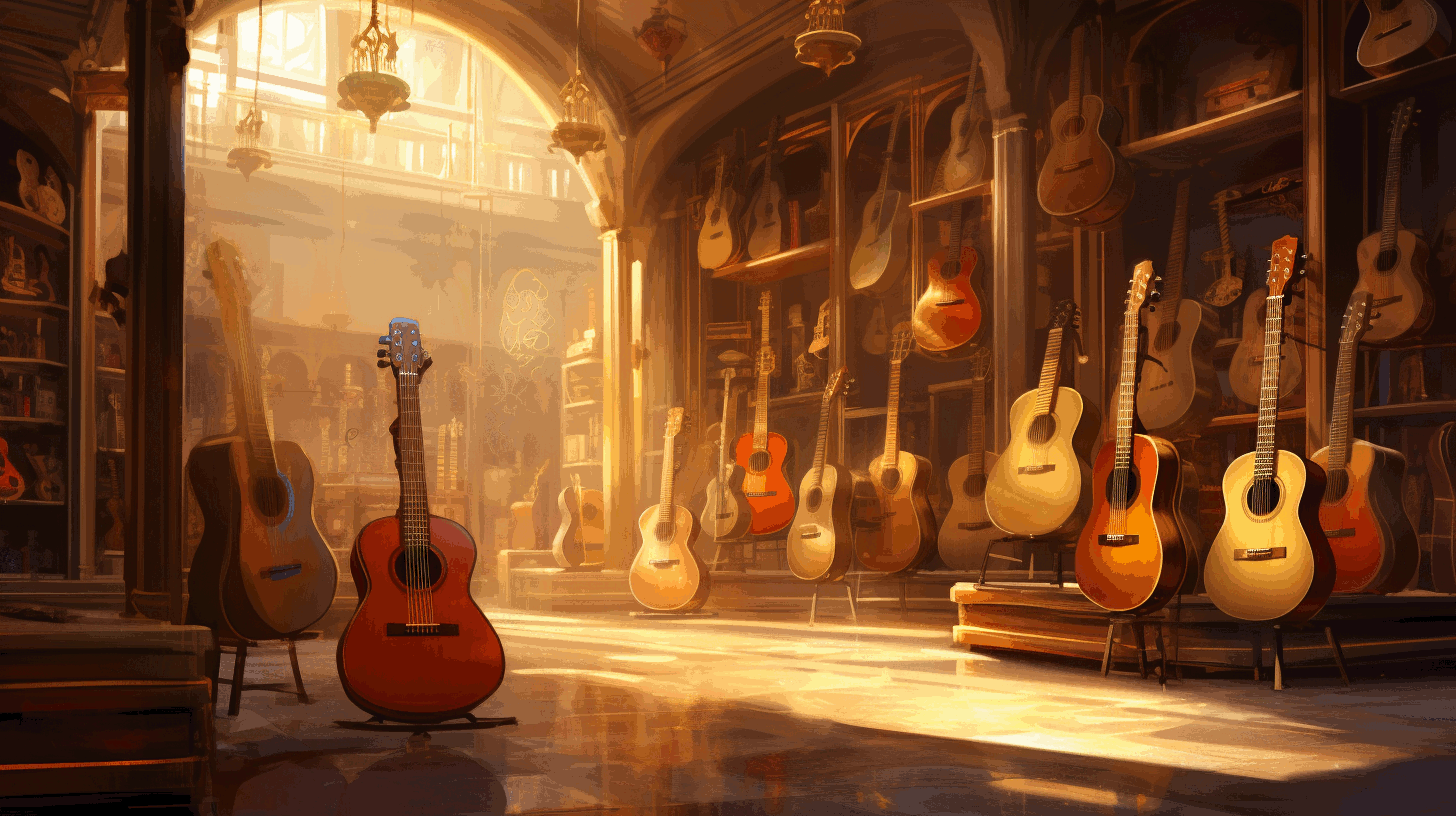 A music store where people can buy classical guitars