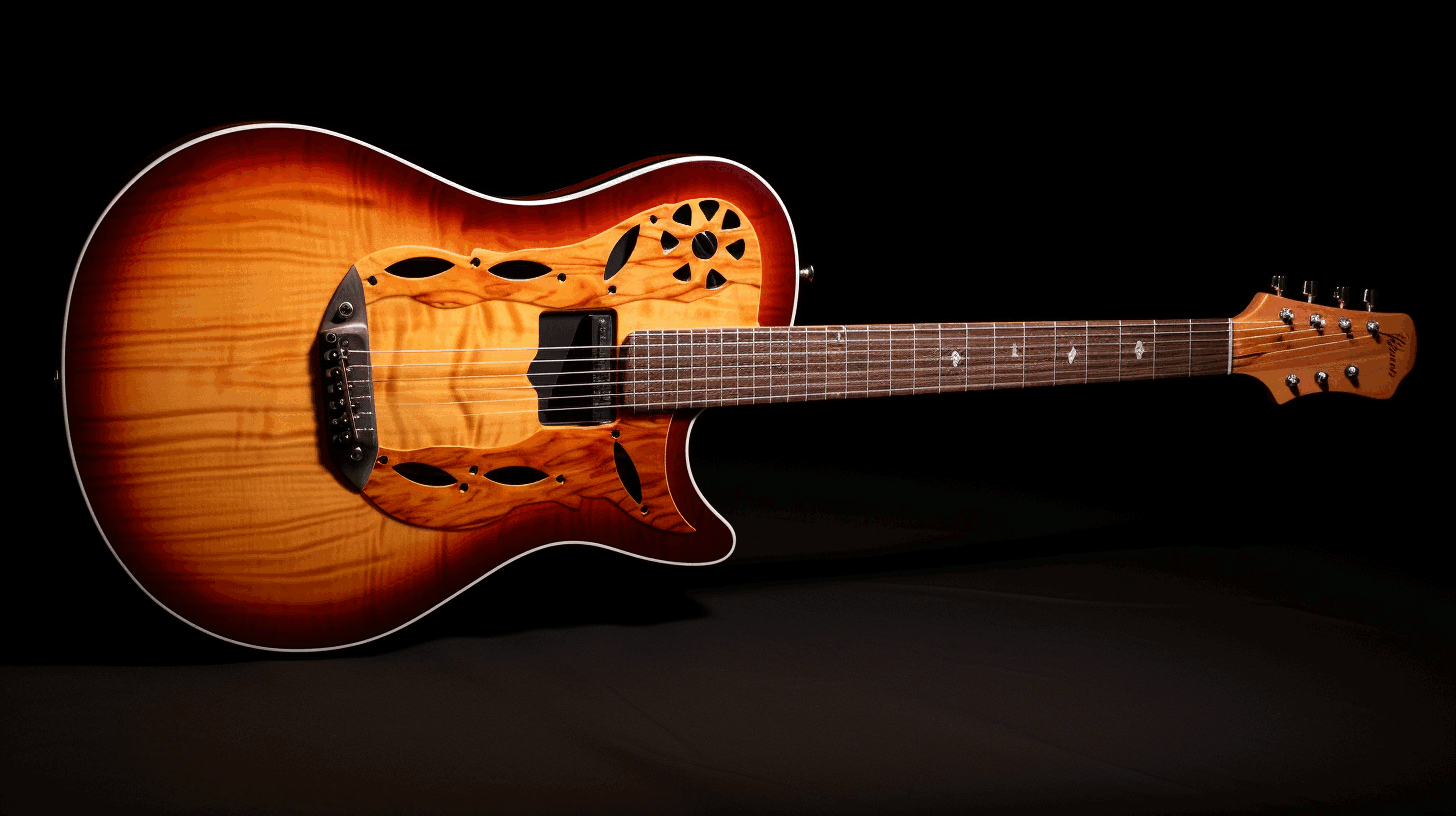 An artistic representation of a classical and electric crossover guitar