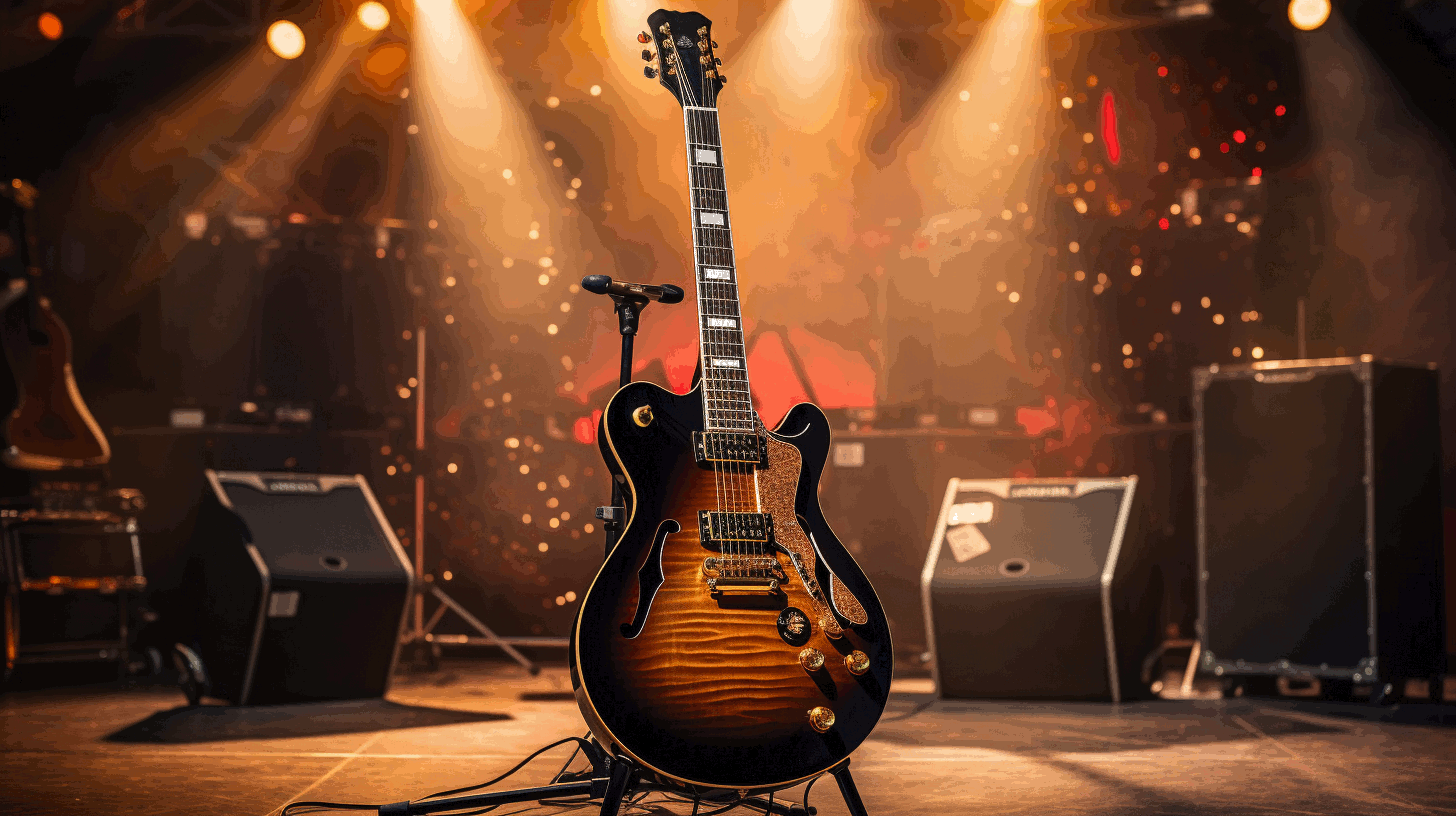A gorgeous guitar under $1,000 on a stage