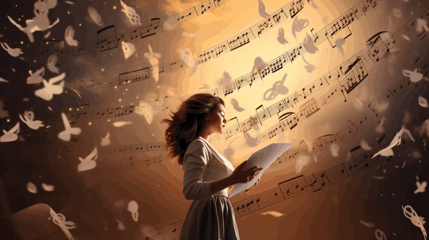 A woman composing music with post tonal theory