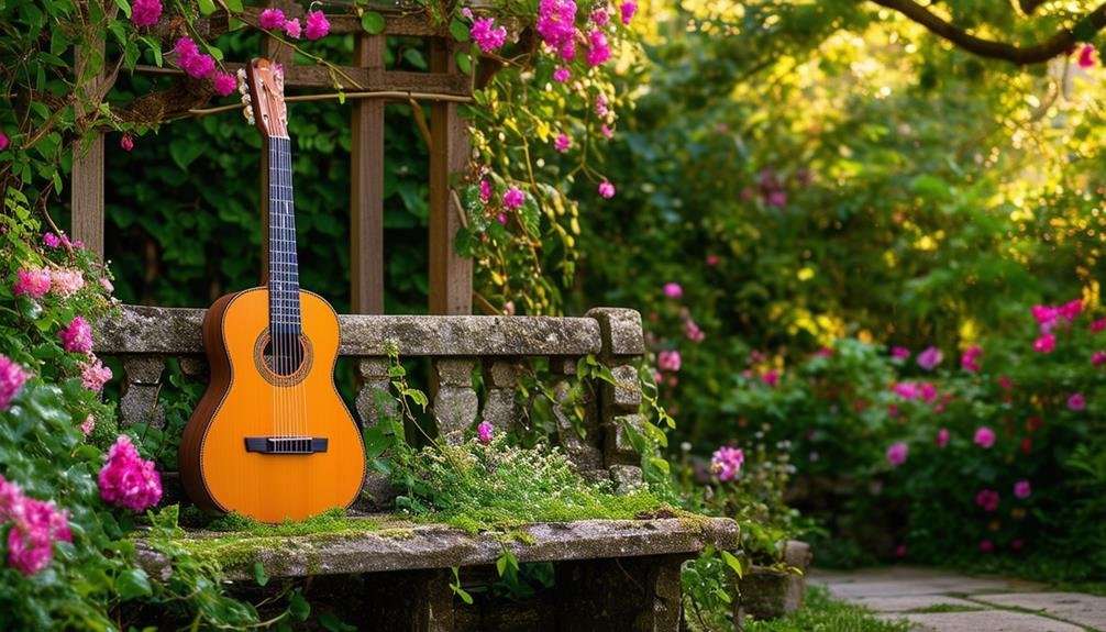 Classical guitar in a garden