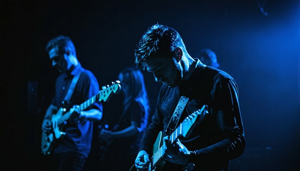 Modern guitarists on a stage